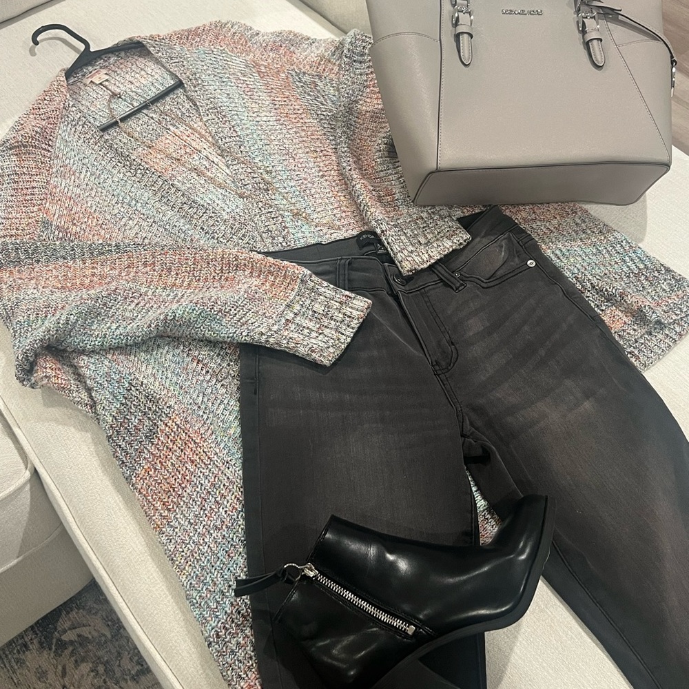 Multicolor Knit Open-Front Cardigan - Picture 3 of 6